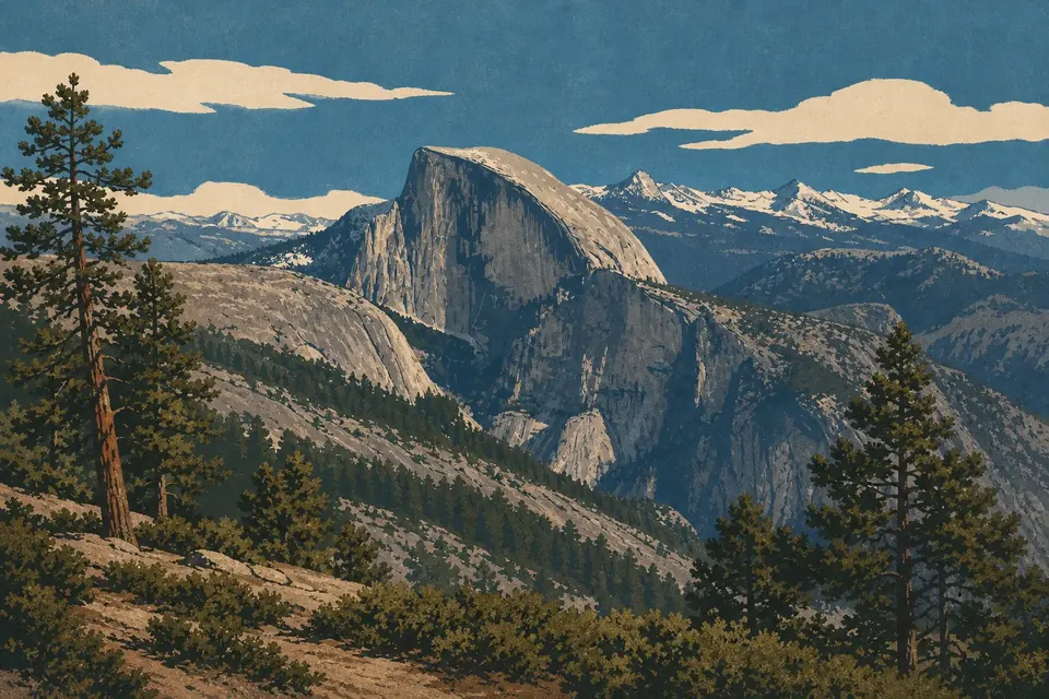 Affiche illustrée du parc national Yosemite